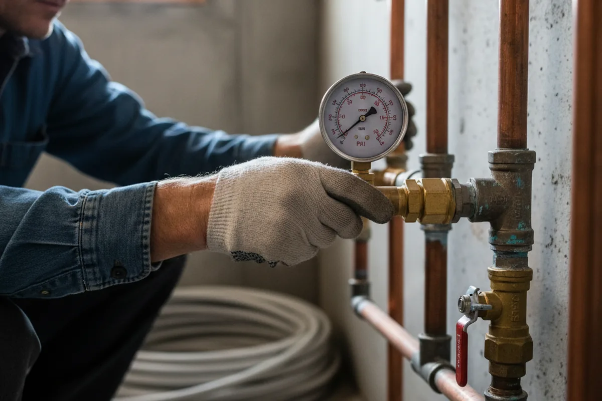 Pressure testing a repaired line during Water Line Repair in Brookfield